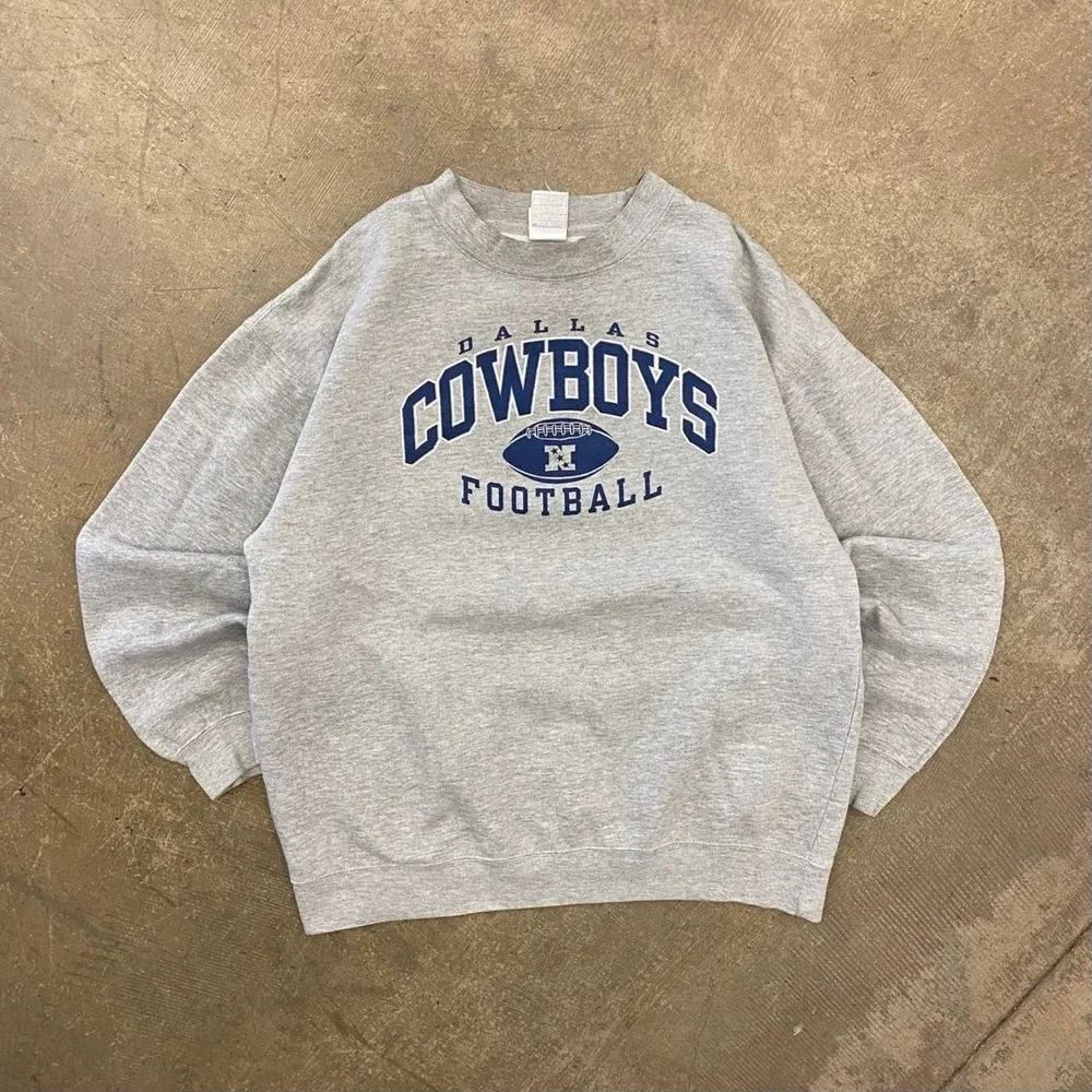 Vintage NFL Dallas Cowboys Football Grey Crewneck Sweatshirt Size Large